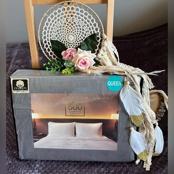 100% Cotton Luxe Queen Sheet Set 500 TC - Picture 3 of 6